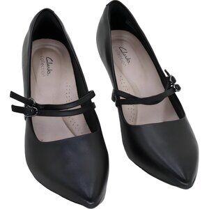 Clarks Kataleyna Joy Double-Strap Pointed Toe Pumps Black Women's US 11W